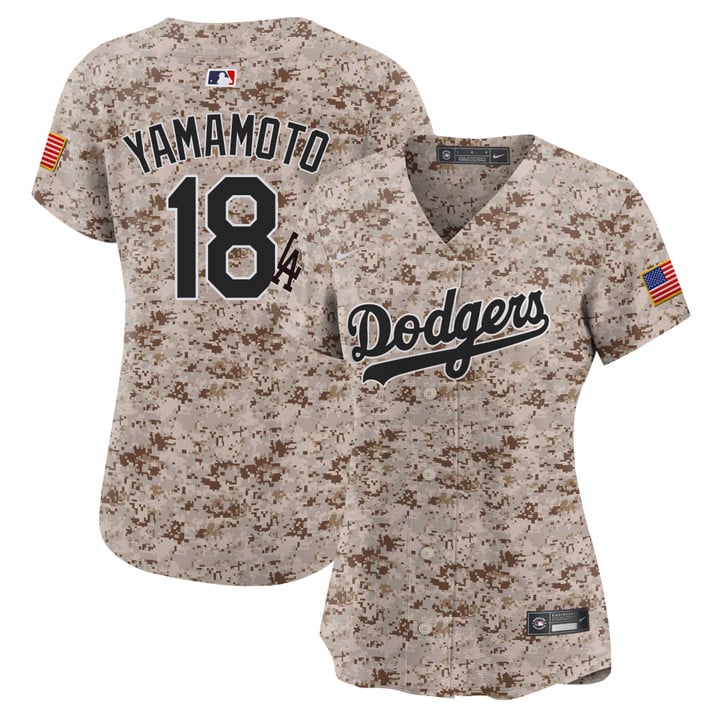 Women Los Angeles Dodgers #18 Yamamoto 2025 camo Stitched 2025 Jersey style 5